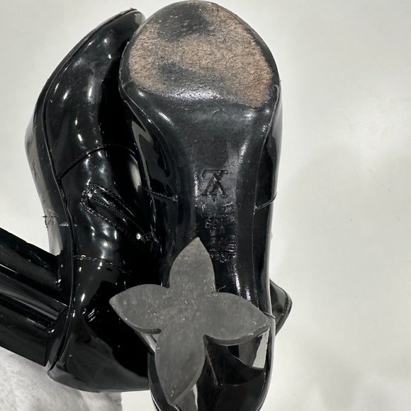 Louis Vuitton Boots Women Size 39 Black Patent Silhouette Ankle Booties Zip - Picture 13 of 16